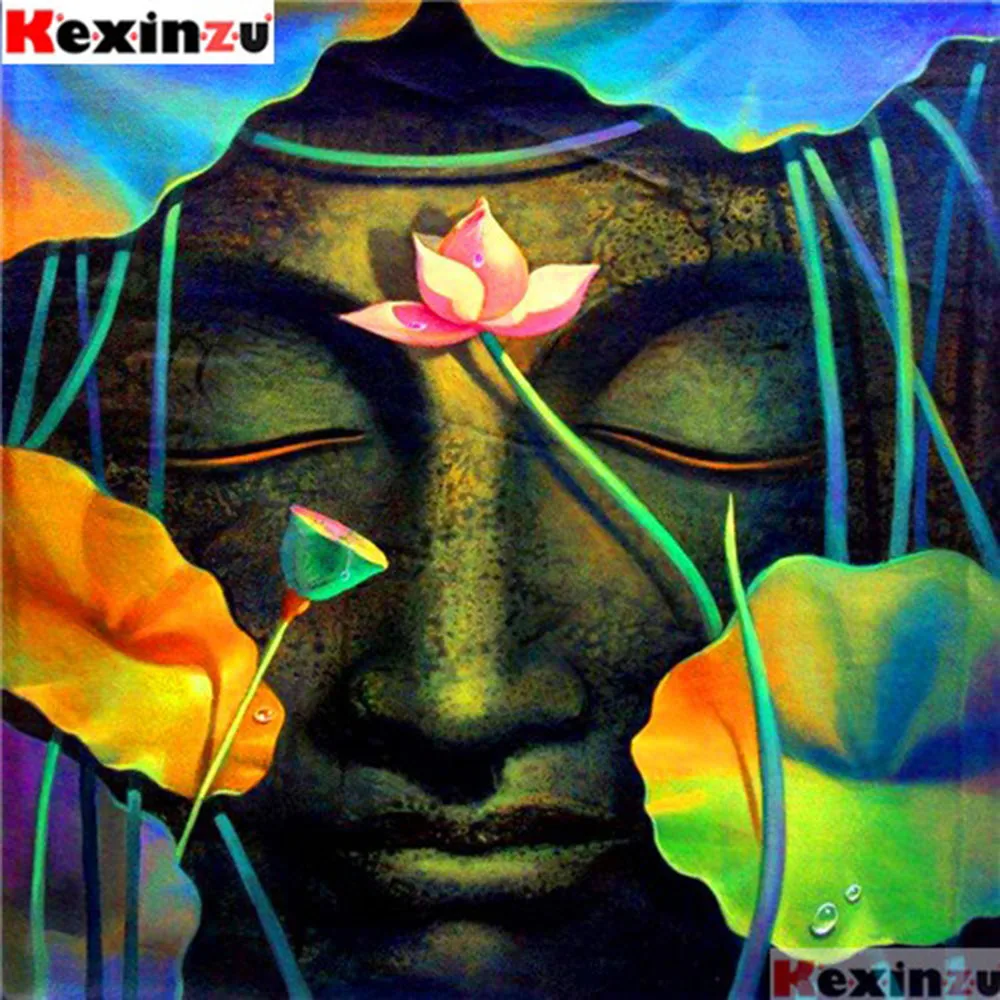 Камни в форме ромба/круглый дрель 5D DIY алмазная живопись &quotЛотос Будда&quot 3D Набор