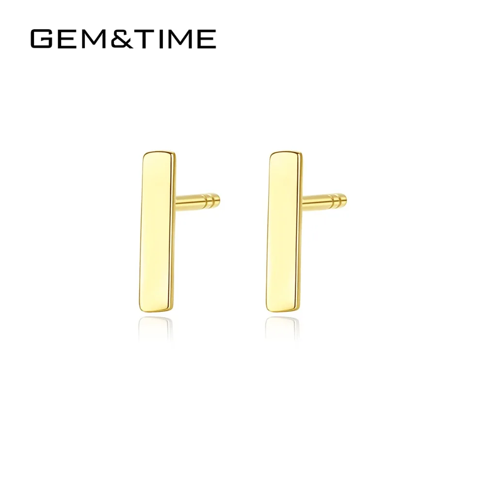 Gem& Time 6 мм Твердые 14 к золотые изысканные серьги-гвоздики для женщин, очаровательные свадебные серьги Brinco Fine Jewlery 585 Pendientes mujer E14091