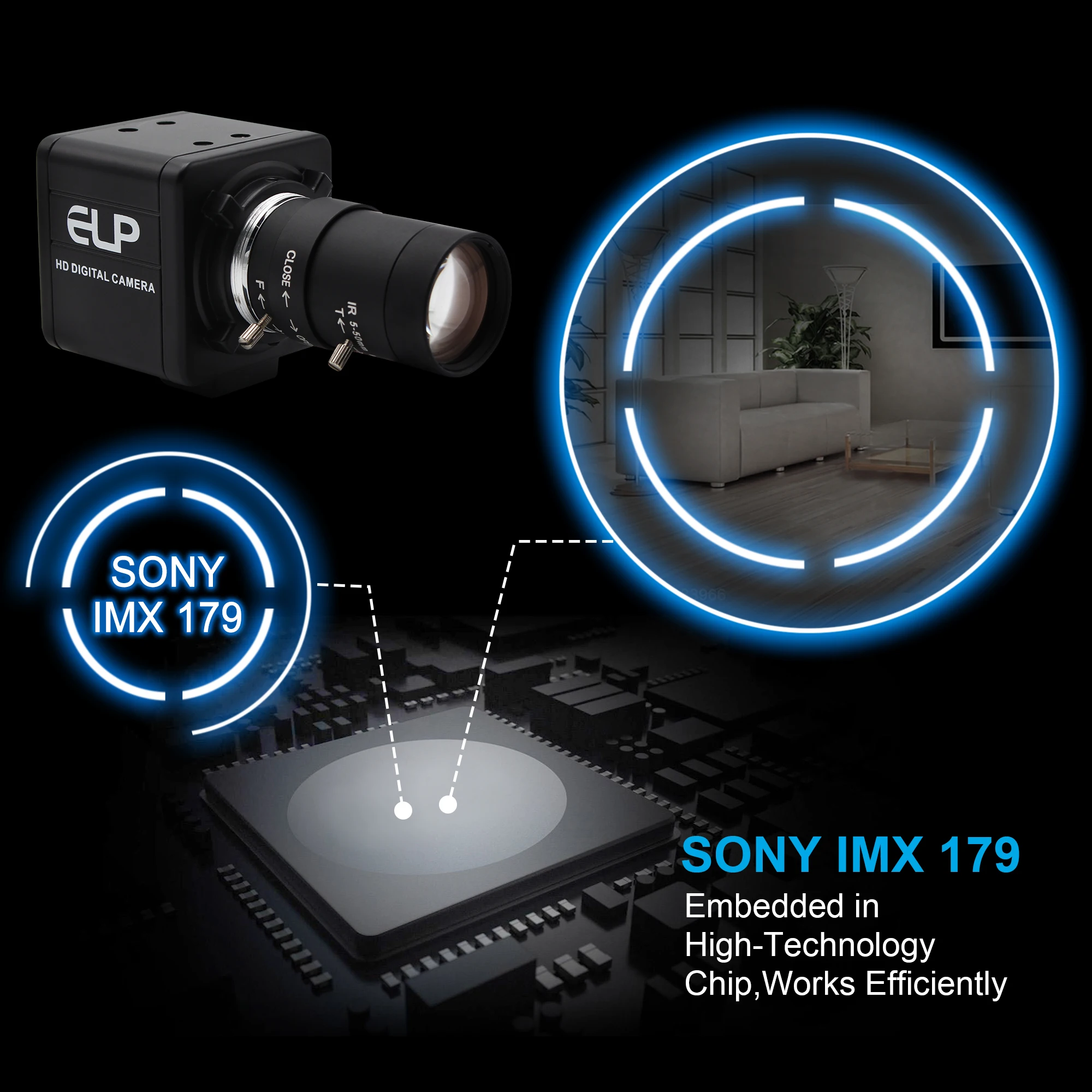 ELP 8MP CCTV камера безопасности с высоким разрешением SONY IMX179 5-50 мм переменным