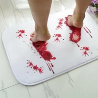 new halloween creative 3d red blood bath bathroom floor mat bloody footprint terrible tricky non slip carpet bath mat
