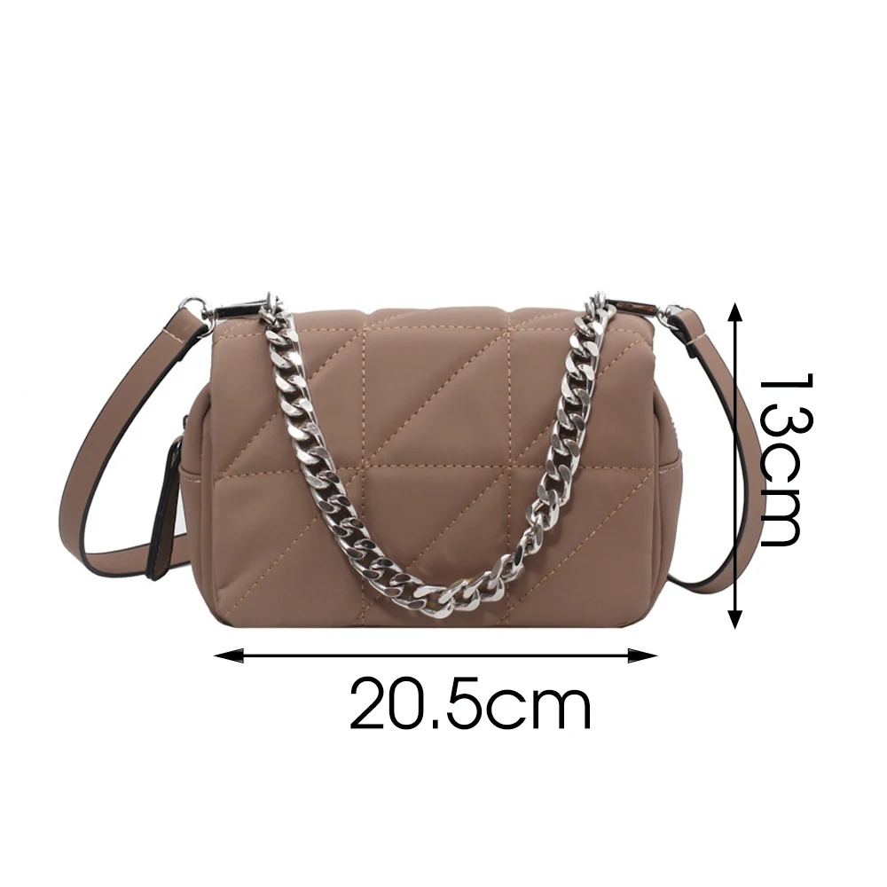 

Vintage Luxury Designer Women Shoulder Bag Female Metale Chain Solid Color Handbag Satchel Style Nylon Small Crossbody Bags
