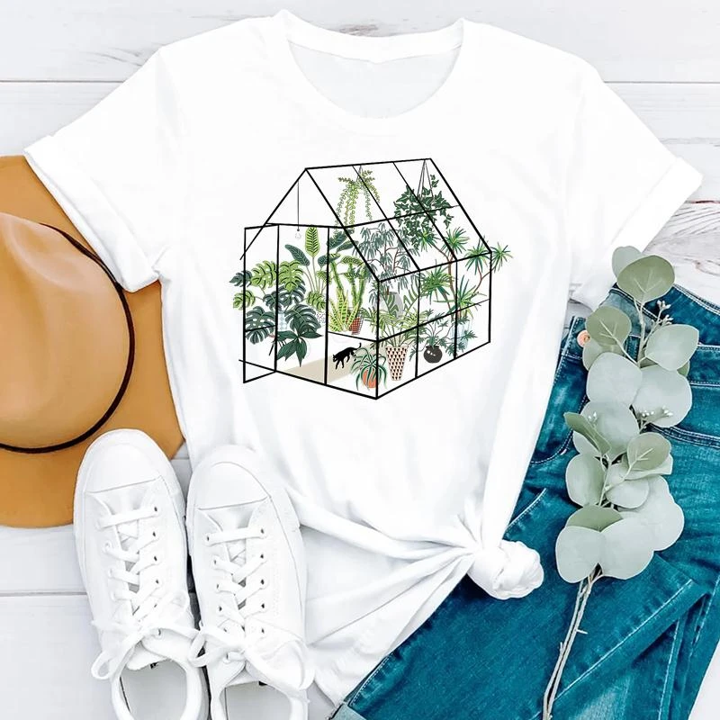

Summer Short Sleeve Women Fashion Clothes 90s Floral Watercolor Trend Style Print Tshirt Female Tee Top Graphic T-shirt