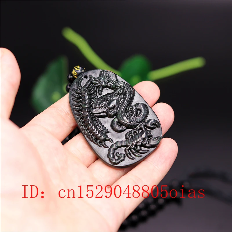 Китайский натуральный черный зеленый нефритовый паук скорпион змея кулон