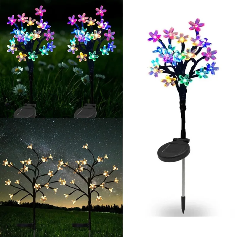 

20LED Fairy Garden Solar Outdoor Garland Lights Peach Flower Solar Lamp Power Garden Christmas Decor for Solar Led Light Outdoor