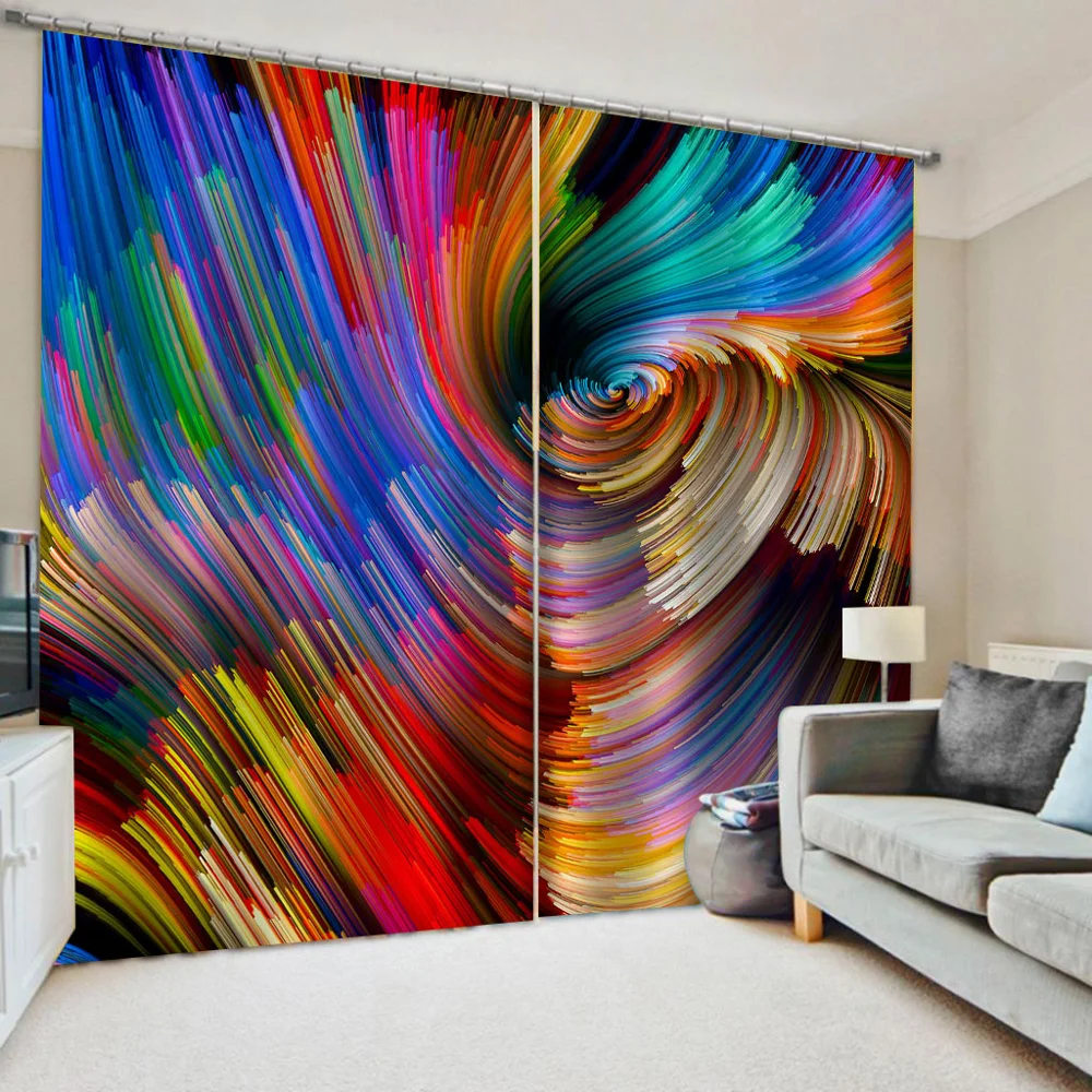 

Customized 3d curtains new window thickened personality curtains color curtain 2 Panel 3D Print Curtains