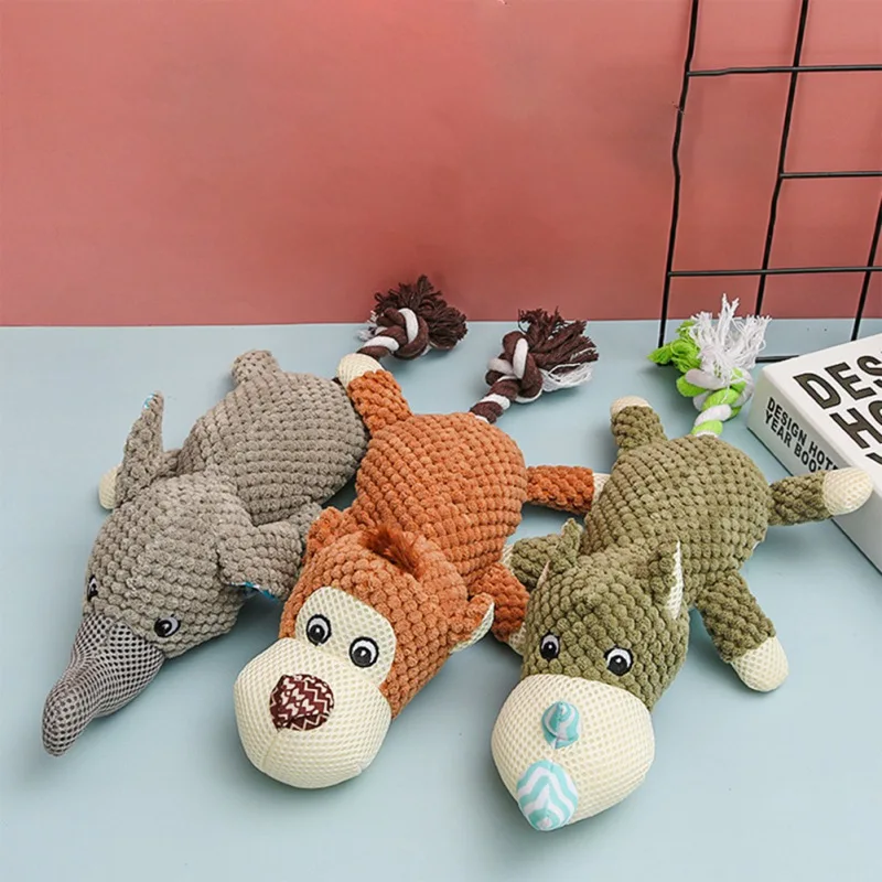 

Plush Squeaky Dog Toys Bite-Resistant Clean Teeth Dog Chew Toy Puppy Training Toy Soft Animal Shape toys Dog Accessories