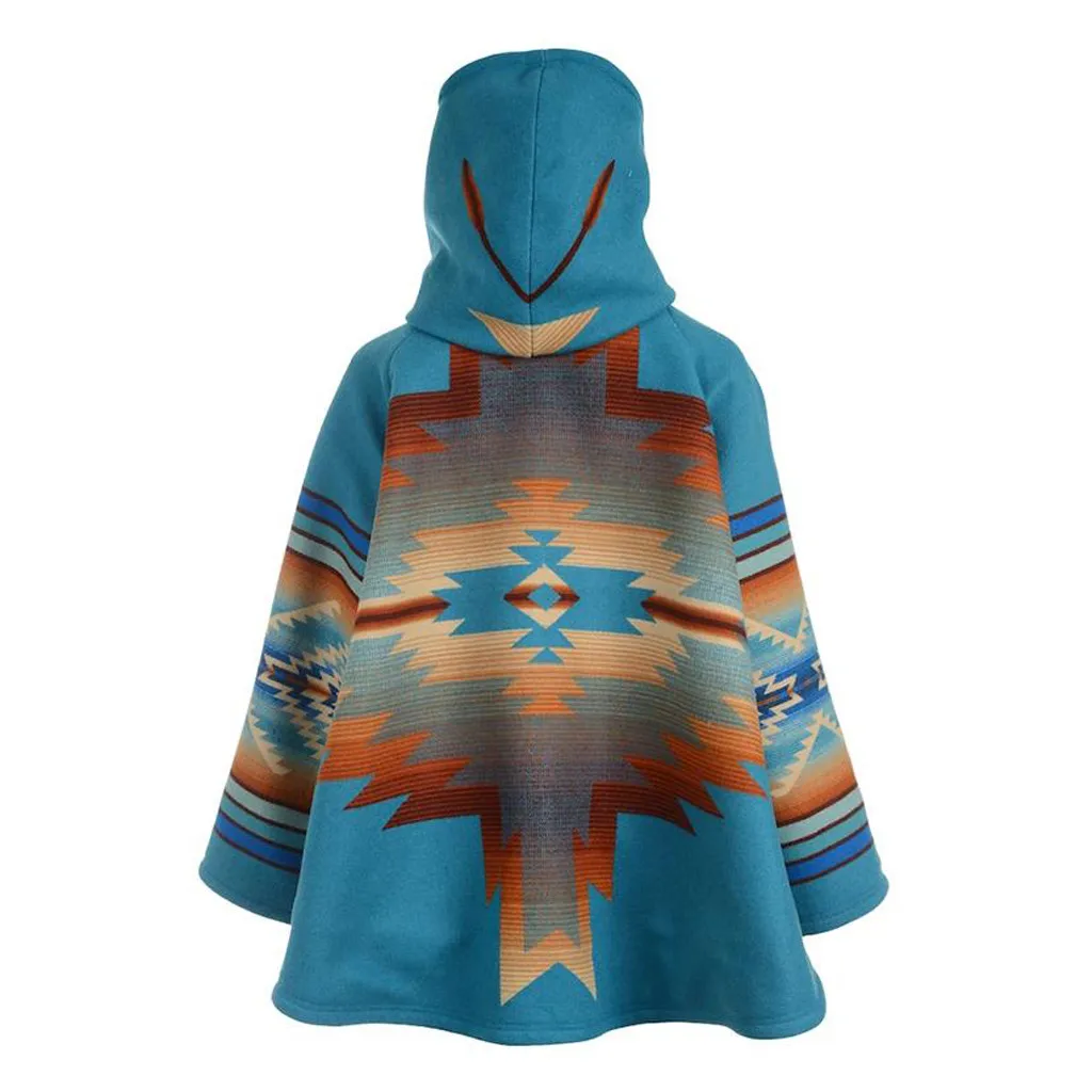 

2020 New Unisex Casual Retro Printed Long Sleeve Hooded Jacket Winter Woolen Womens Coat Claw Button Full Surchemise