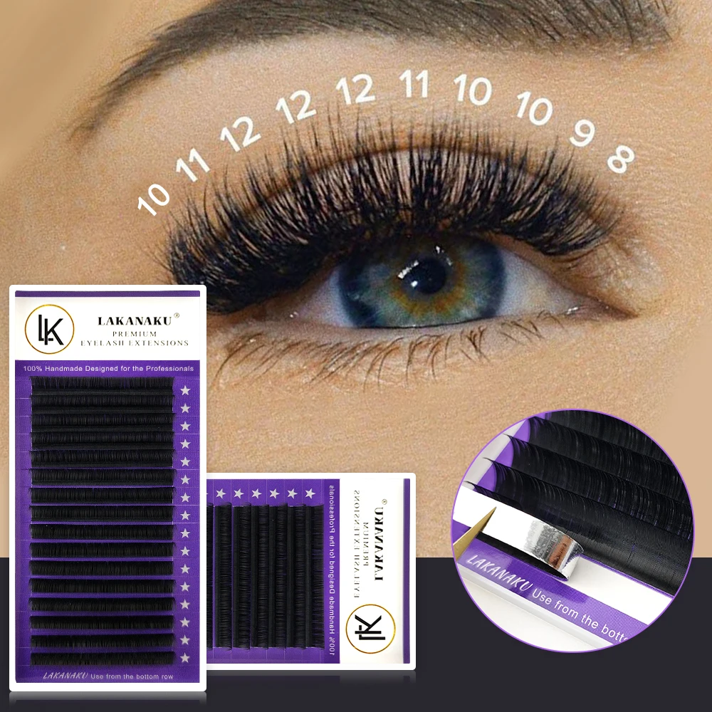 

LAKANAKU False Eyelash Extension Supplies 8-18mm Russian Volume Fans Cashmere Las Extension Tray Individual Makeup Eyelash