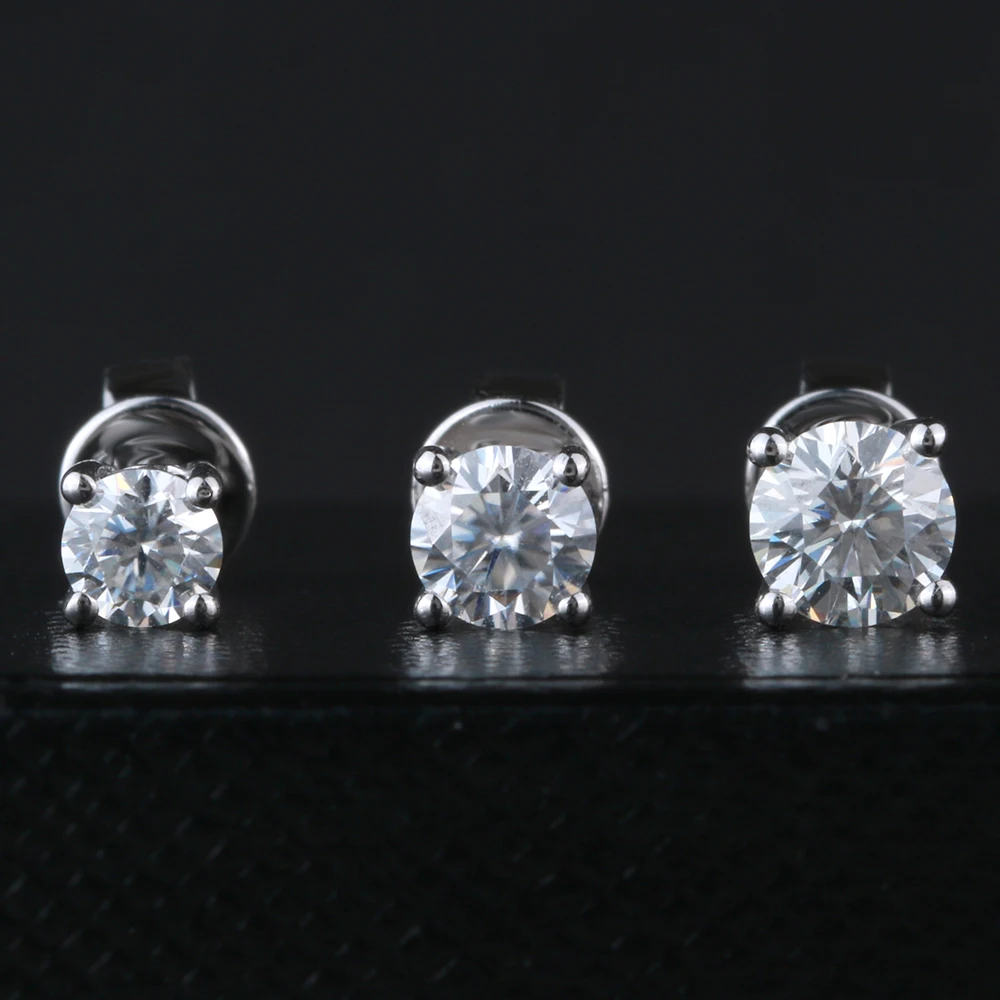 Veryins Sterling S925 5mm Moissanite Stud Earrings Push Back for Women Wedding Gift |