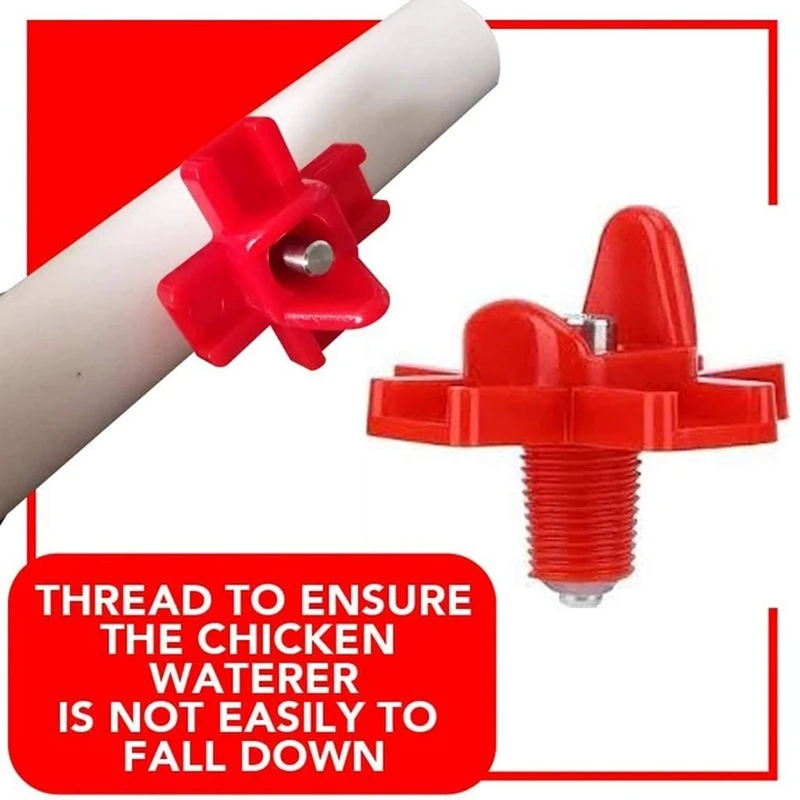 

100Pcs Horizontal Side Mount Automatic Poultry Nipples Clean Drinker Waterer for Chicken or Quail