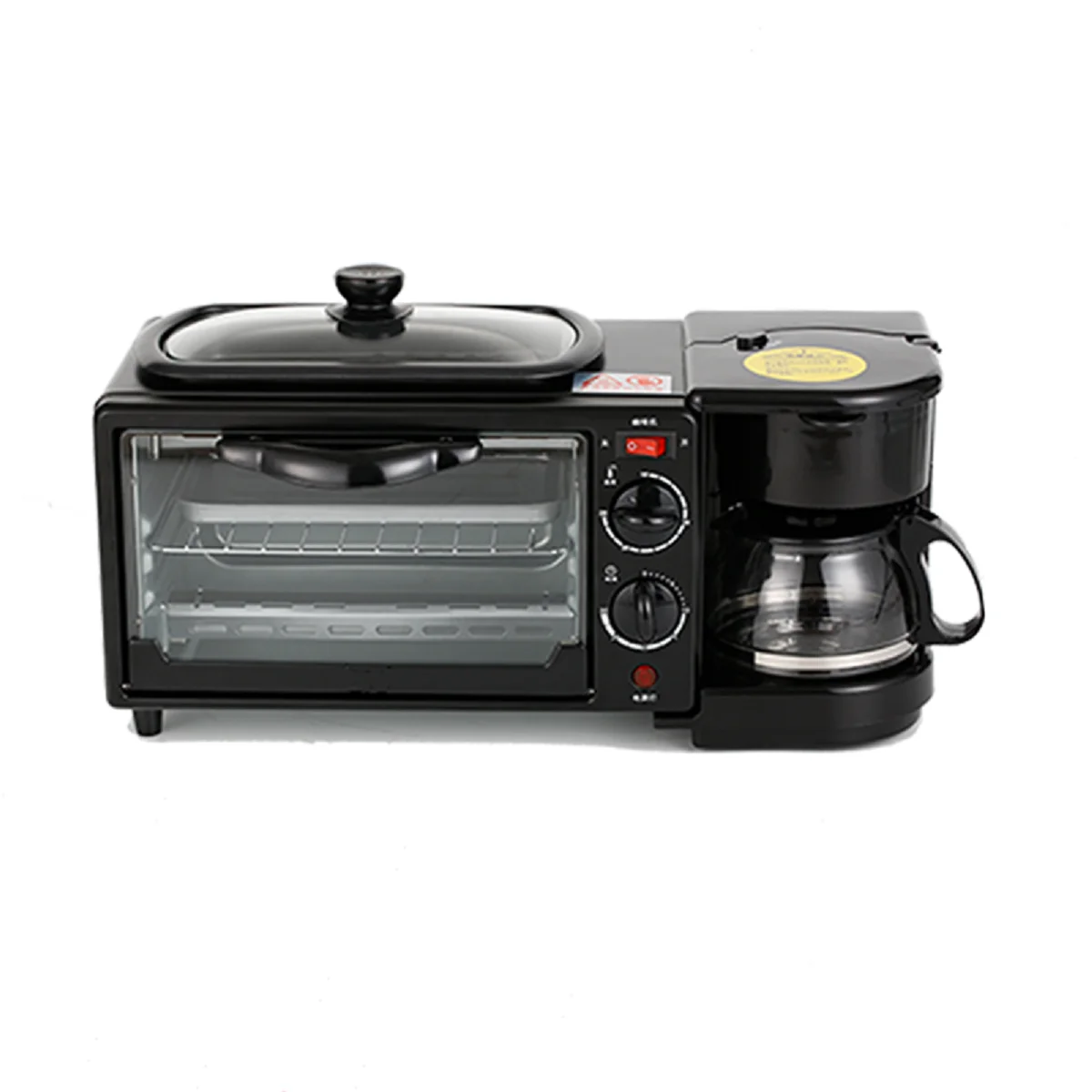 

SIMMY 3 in 1 Breakfast Maker Set Accessories Toaster Coffee Pot Oven Glass Frying Pan