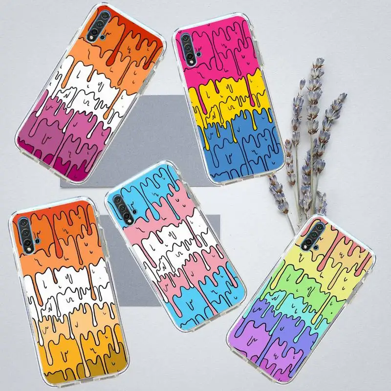 

Kawaii melting rainbow design Phone Case Transparent for Huawei honor P mate 40 20 30 10 50 i 9 x mate pro lite 8a