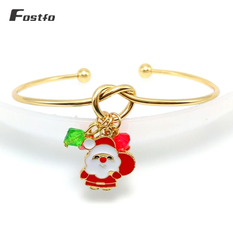 Fostco золотые манжеты браслеты для мужчин мяч Pulseiras Санта Клаус рождественская ель