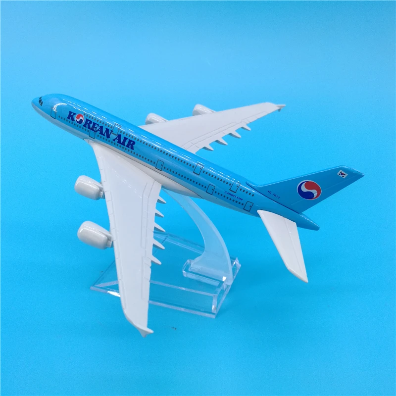 

16cm Airplane Model Korean Air Airbus A380 Simulation Metal Diecast Alloy Plane Kids Toys