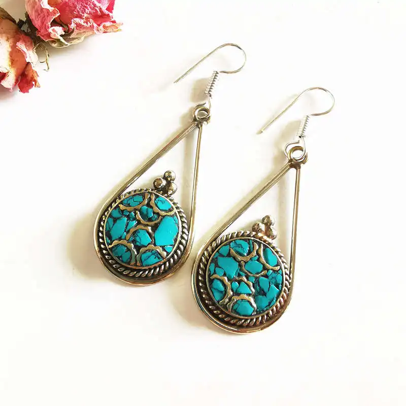 Милые Винтажные серьги для женщин Медная Инкрустация красочные бусины в форме