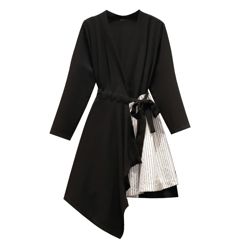 Женское винтажное платье с v-образным вырезом черное большого размера длинным