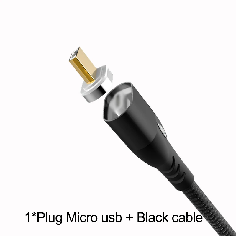 Black For Micro IONCT Магнитный кабель 3A Быстрая зарядка для айфона IPad Xiaomi samsung Android магнитная зарядка телефон магнит зарядное устройство Micro USB type C провод для зарядки data - Цвет: Black For Micro