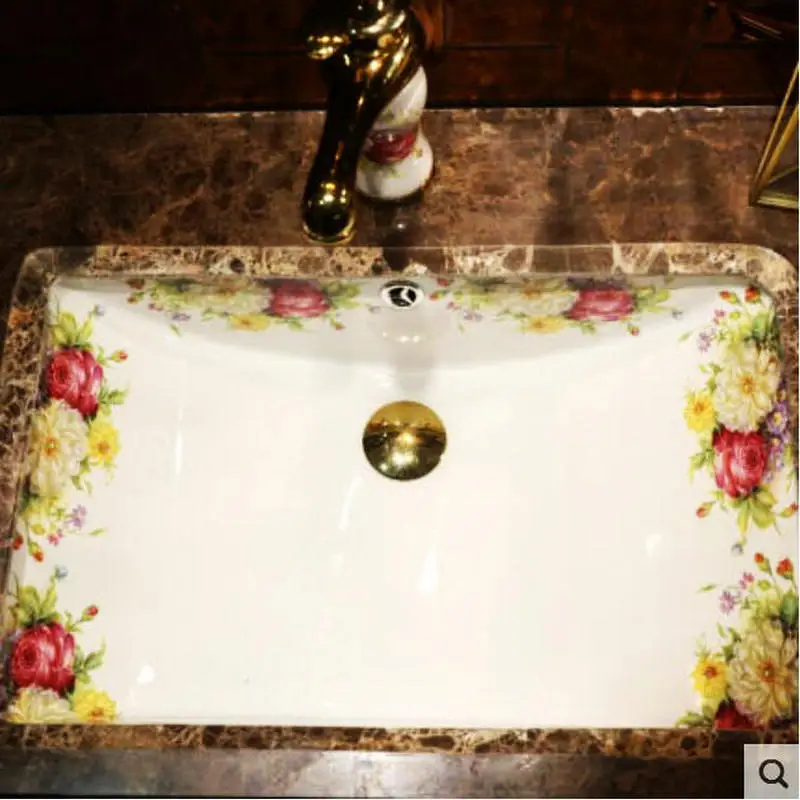 Ручная работа в европейском стиле Цветочная прямоугольная раковина овальная