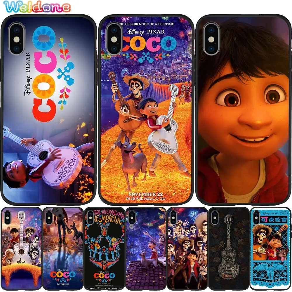 Модный мультяшный черный чехол для телефона Coco Death Day iPhone 11 Pro Max XS XR X 8 7 6S Plus 5S