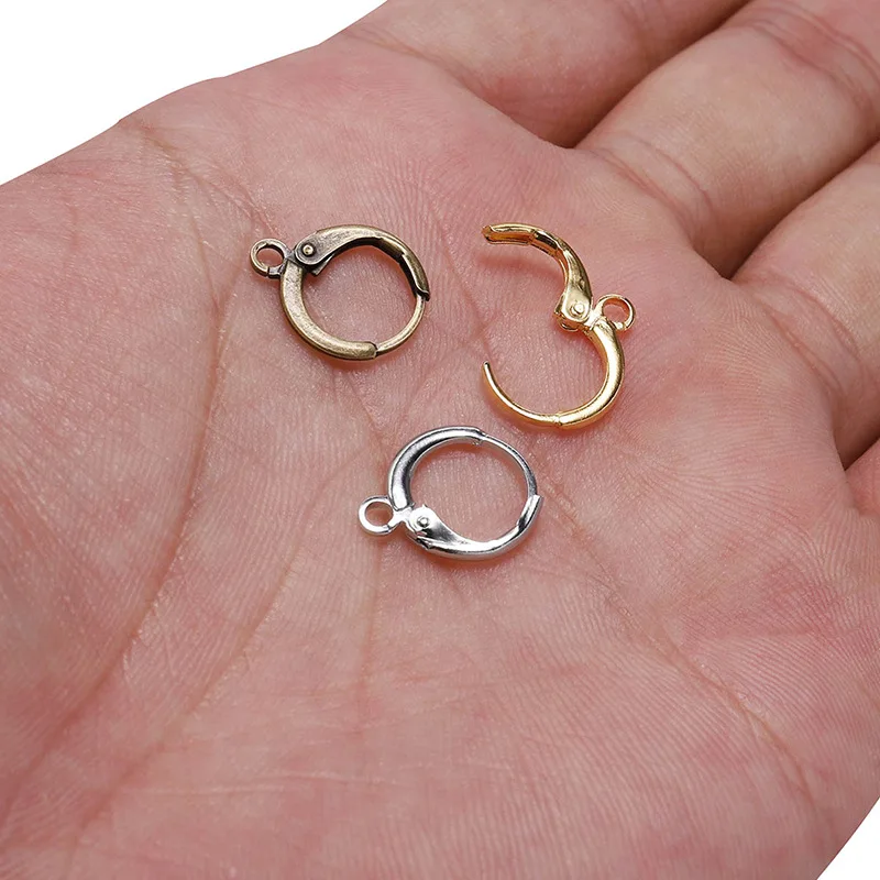 

20 Pcs Round French Ear Hook Thickened 14*12mm Spring French Ear Hook Ear Clip Ear Buckle DIY Jewelry Earring Accessories