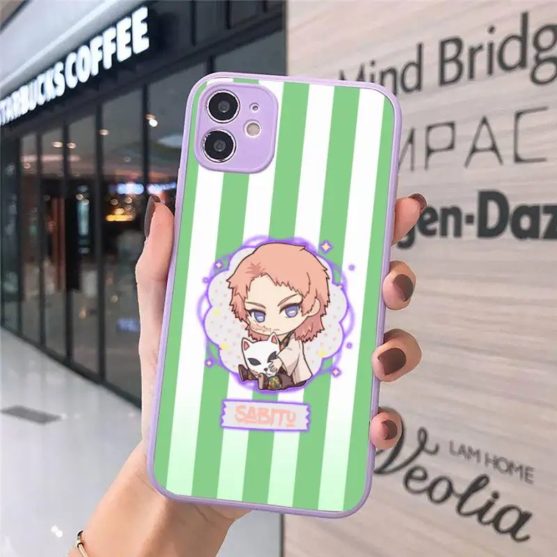 

Demon Slayer Kimetsu No Yaiba Cute Phone Case Matte Transparent for iPhone 7 8 11 12 s mini pro X XS XR MAX Plus cover funda