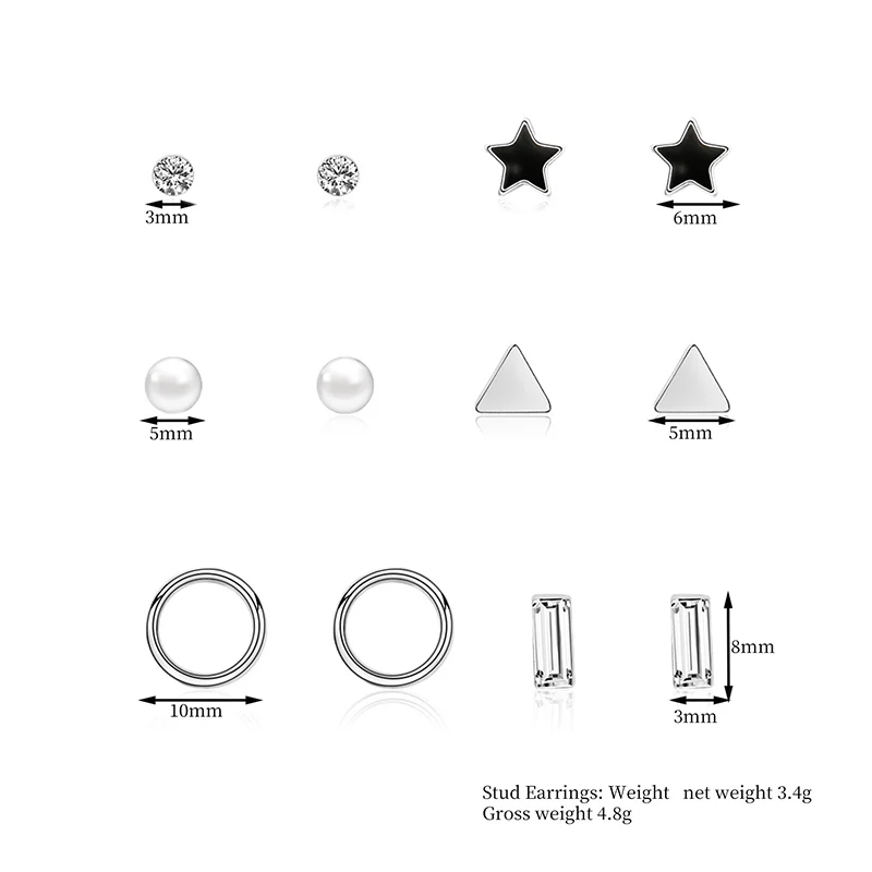 Новые модные серьги-гвоздики для женщин и девочек в форме звезды треугольник