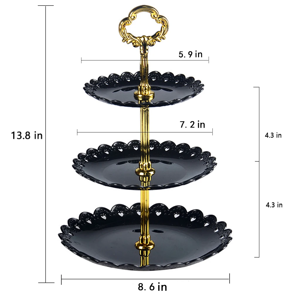 Набор из 3 х уровневая Пластик подставка для десерта и кексов пластины прочный