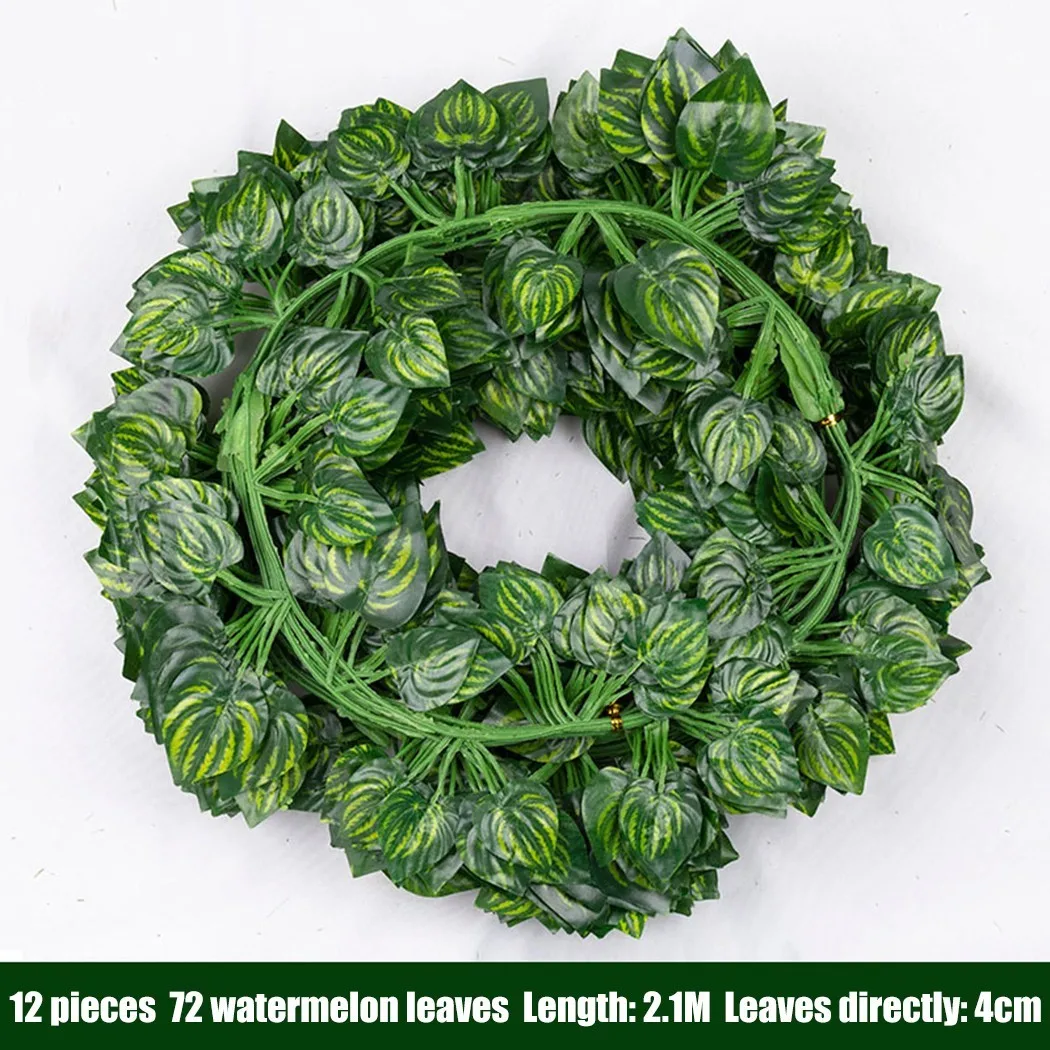 

2 Leaves Artificial Green Leaf Rattan Ceiling Decoration Ivy Ceiling Wall Hanging Rattan Wedding Garden Hotel Party Decoration