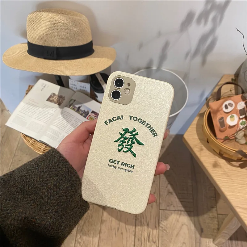 

Retro embroidery Lucky charm art Phone Case for apple iPhone 12 11 Pro Max Xr Xs Max 7 8 Plus 12 mini 7Plus case Cute soft Cover