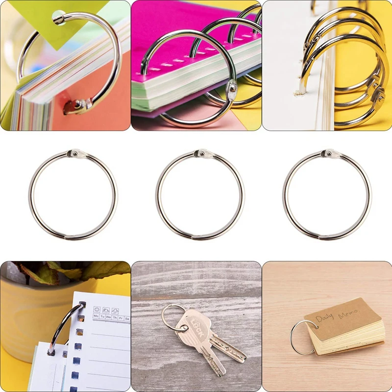 

100Pcs Loose Leaf Binder Rings Key Rings Book Rings Binder Rings for Scrapbook/Album/Craft