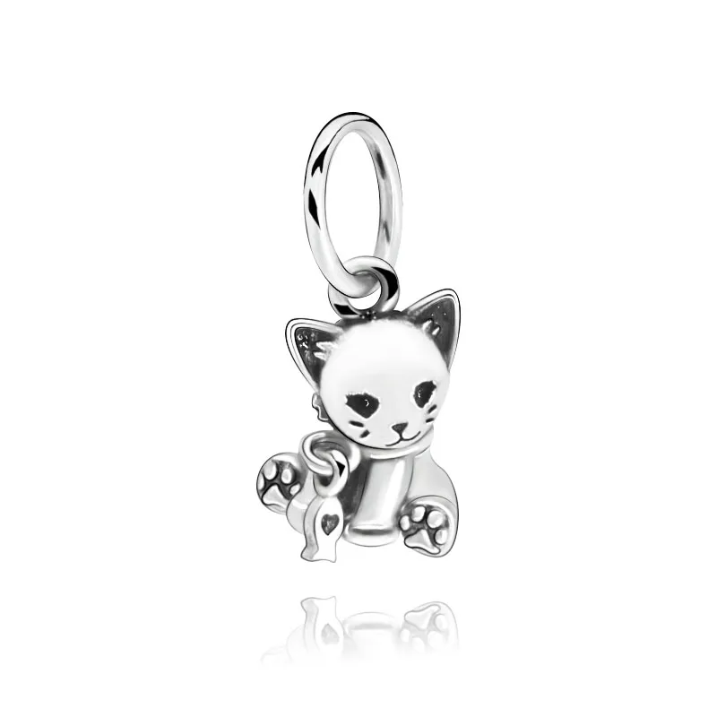

Cute 925 Sterling Silver Beads,Sweet Cat Pendant Charms fit Original Pandora Bracelets Necklaces Women DIY Jewelry