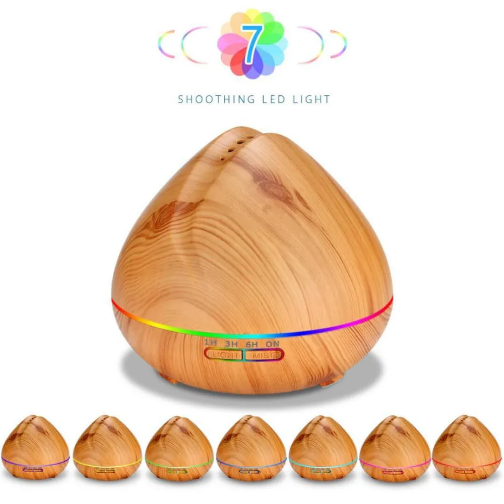 

Innovation 550ml Air Humidifier Ultrasonic Night Light Cool Mist Wood Grain Aroma Essential Oil Diffuser