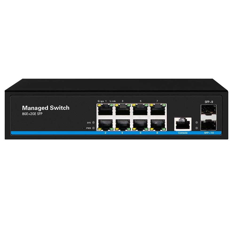 Полный Управляемый гигабитный сетевой коммутатор L2 8 портов с 2 портами SFP из