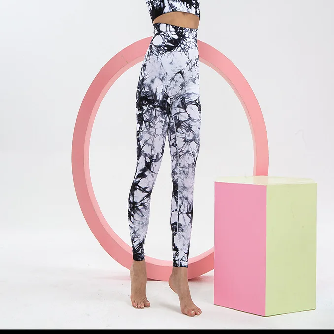 

Tie Dye Women Yoga Set Fitness High Waist Running Leggings + Sport Bra Stretch Sport Suits Seamless Tracksuits Workout Outfits