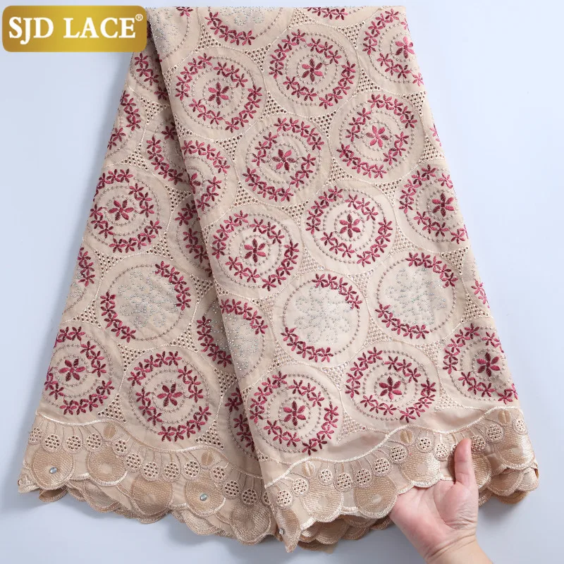 

SJD LACE African Lace Fabric 5Yards Swiss Voile Lace In Switzerland Embroidery Nigerian Dry Lace Fabric For Man Cloth Sew A2251
