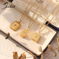 joolim jewelry wholesale no fade zircon geometric pendant necklace waterproof gold jewelry