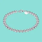 Женский браслет из серебра 925 пробы с бусинами 6 мм