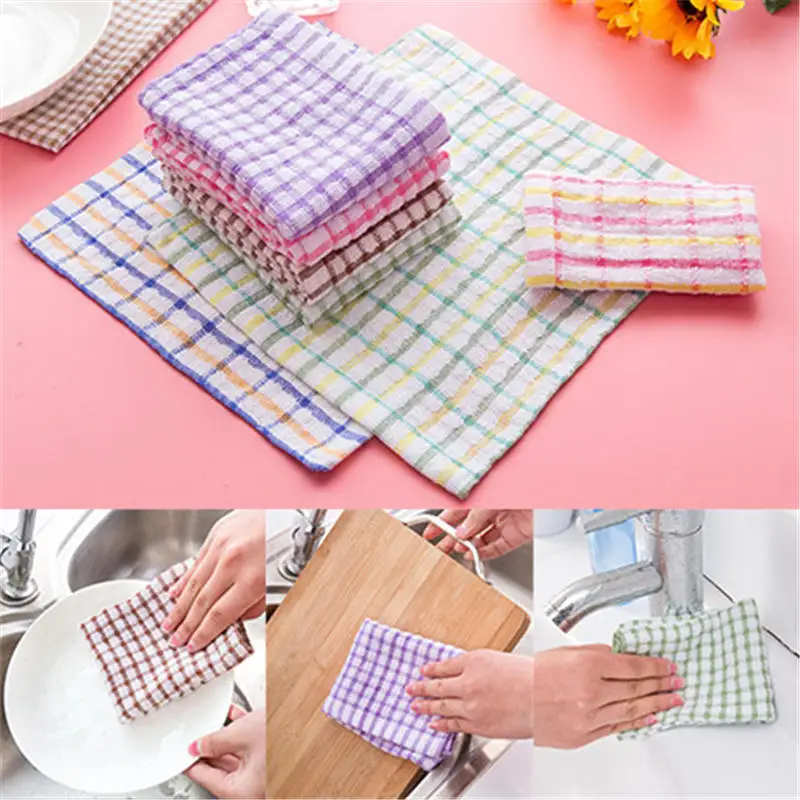 

Good Absorption Cotton Plaid Cleaning Cloth Easy to Wash Kitchen Scouring Pad Washing Cloth Size 24*24cm 39*27cm 1PC
