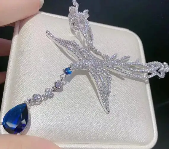 blue SHANICE красный зеленый синий микро проложить Циркон Феникс шармы-соединители для жемчужного ожерелья ювелирных изделий DIY кисточки аксессуар - Цвет: blue