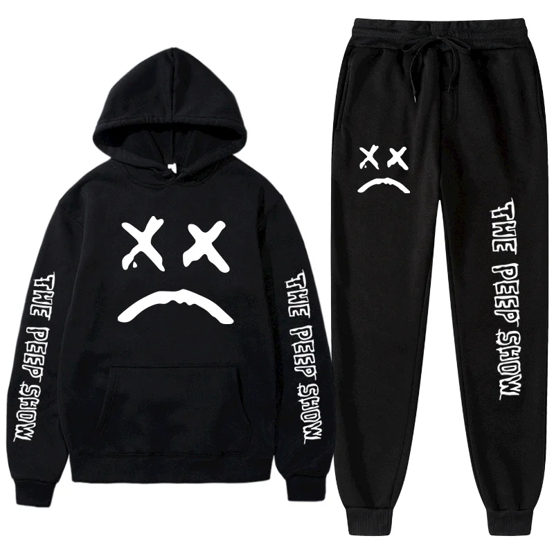 

New Men Hoodies Suit Lil Peep Tracksuit Sweatshirt Suit Fleece Hoodie+Sweat pants Jogging Homme Pullover Sportwear Suit Male