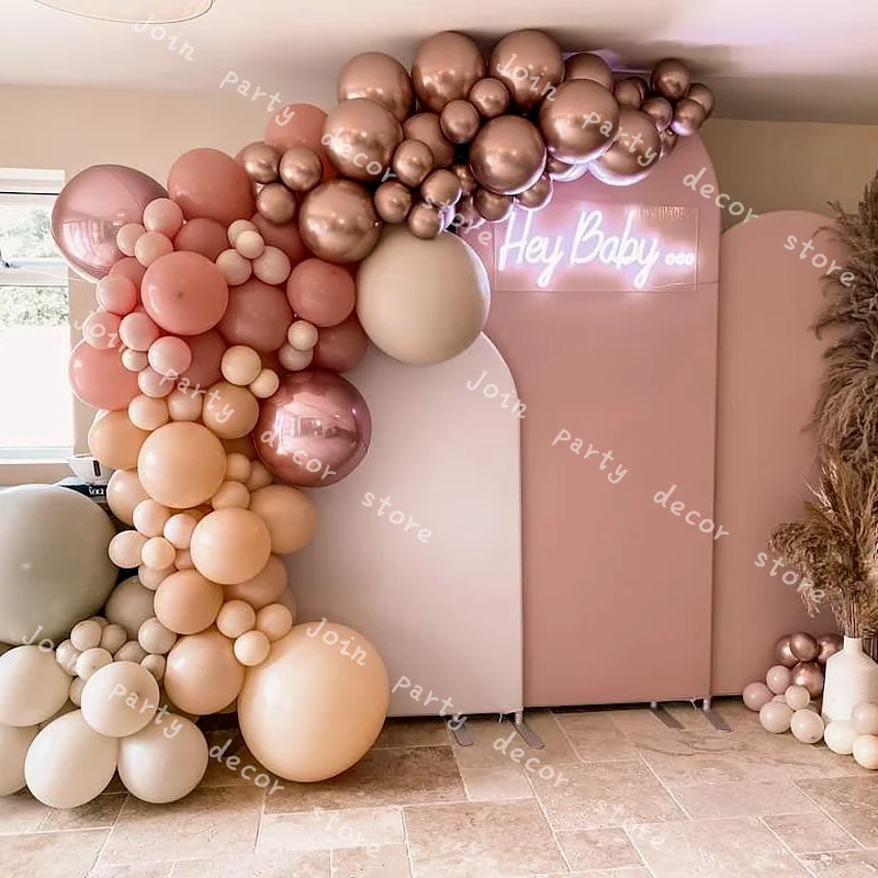 

Набор воздушных шаров в стиле ретро, розовая гирлянда с аркой, 125 шт., набор из розового золота 4D, латексные воздушные шары, украшение для свад...