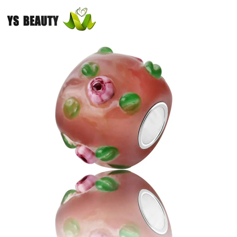 Lampwork hand-painted bear glass beads new design silver core large hole suitable for girls diy sterling bracelet | Украшения и