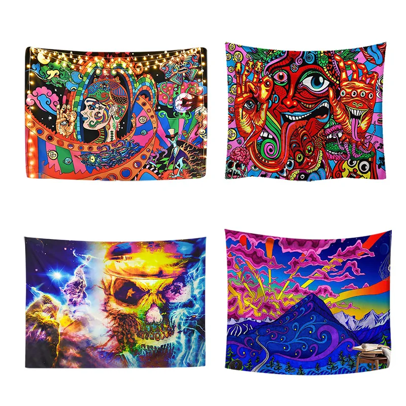 

Psychedlic Mandala Tapestry Hippie Room Wall Hanging Blanket Art Home Decor Psychedelic Background Tapestry 95x73CM Brushed