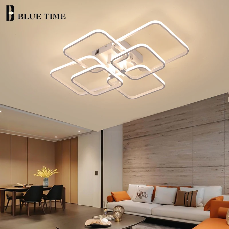Candelabro LED moderno para sala de estar, dormitorio, techo, accesorio de iluminación para interior, blanco y negro, Lamparas deco tech