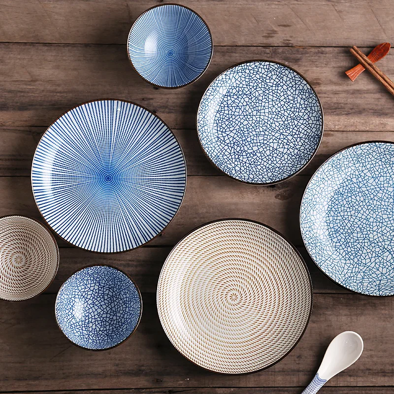 Керамические столовые тарелки в японском традиционном стиле наборы