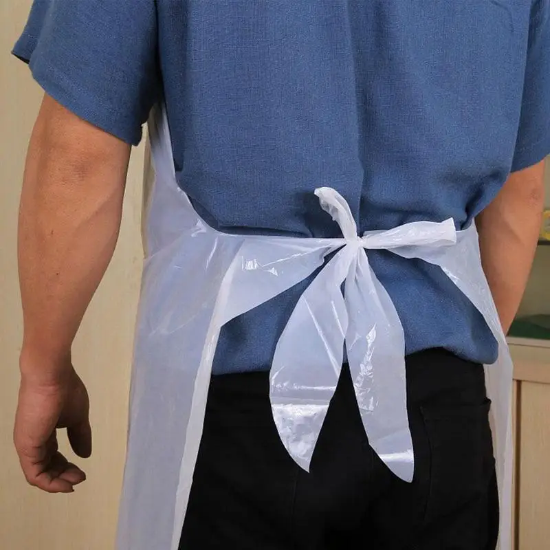 Белый одноразовый ПЭ пластиковый фартук прозрачный уплотненный Фартук для