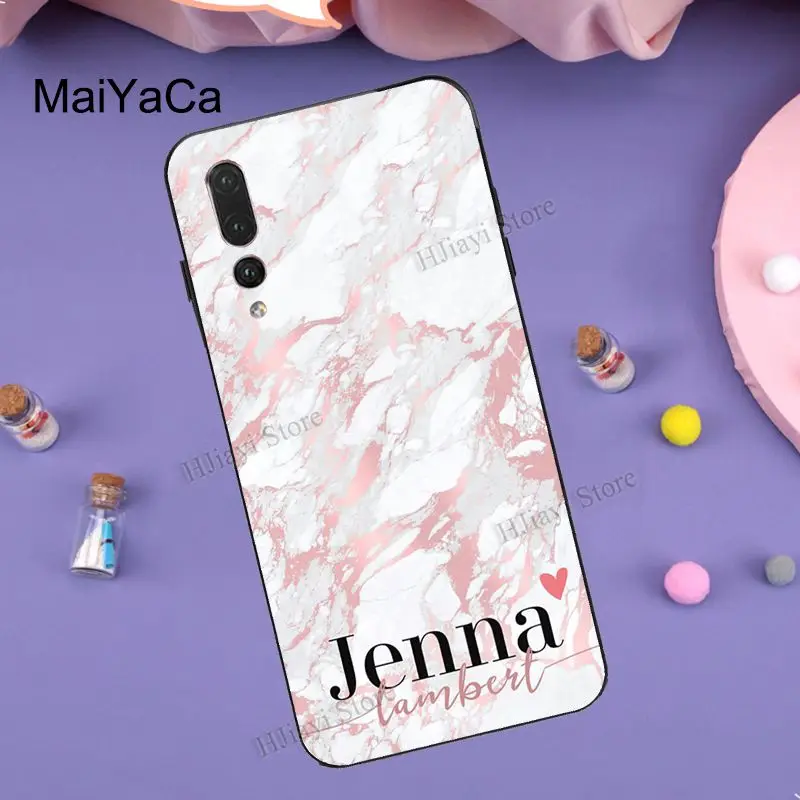 Чехол MaiYaCa с индивидуальными инициалами розовое золото для Huawei P30 Lite P10 P20 P40 Pro P Smart