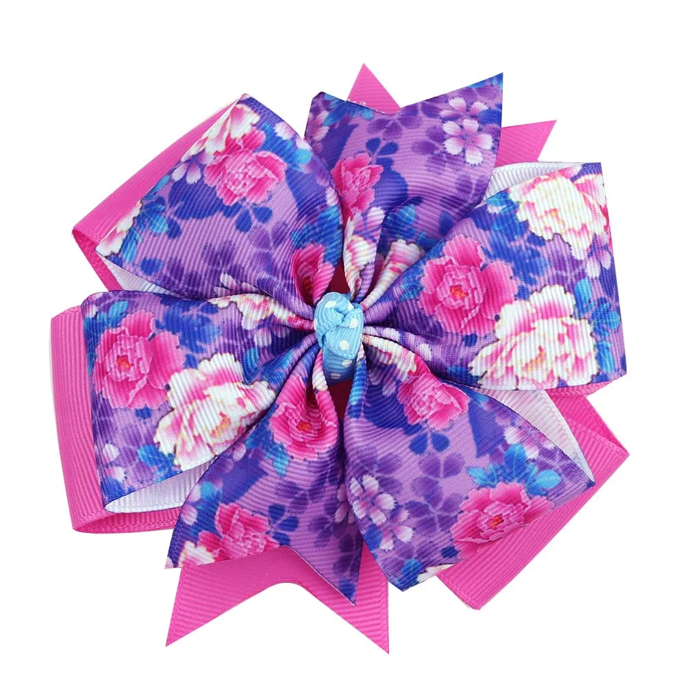 

4.6'' Easter Hair Clip Girl Double Windmill Sweetheart Knot Color Printing Ribbon Knot Children Hairpin Hair Accessories