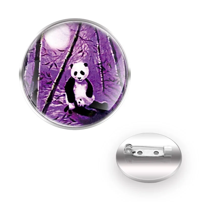 

Panda Bijoux Steampunk Fox Dinosaur Brooches Glass Dome Decoration Tiger Collar Pin Glass Convex Dome Brooch Cool Accessories