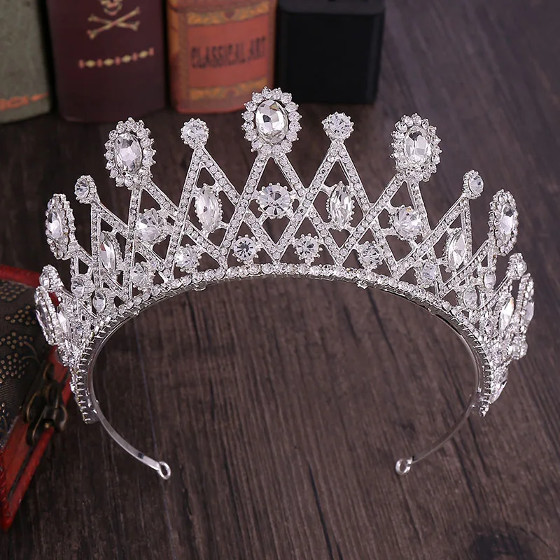 FORSEVEN Gold Blue Red Crystal Rhinestone Diadem Queen Princess Tiara and Crowns Bridal Bride Wedding Hair Jewelry Headbands | Украшения и
